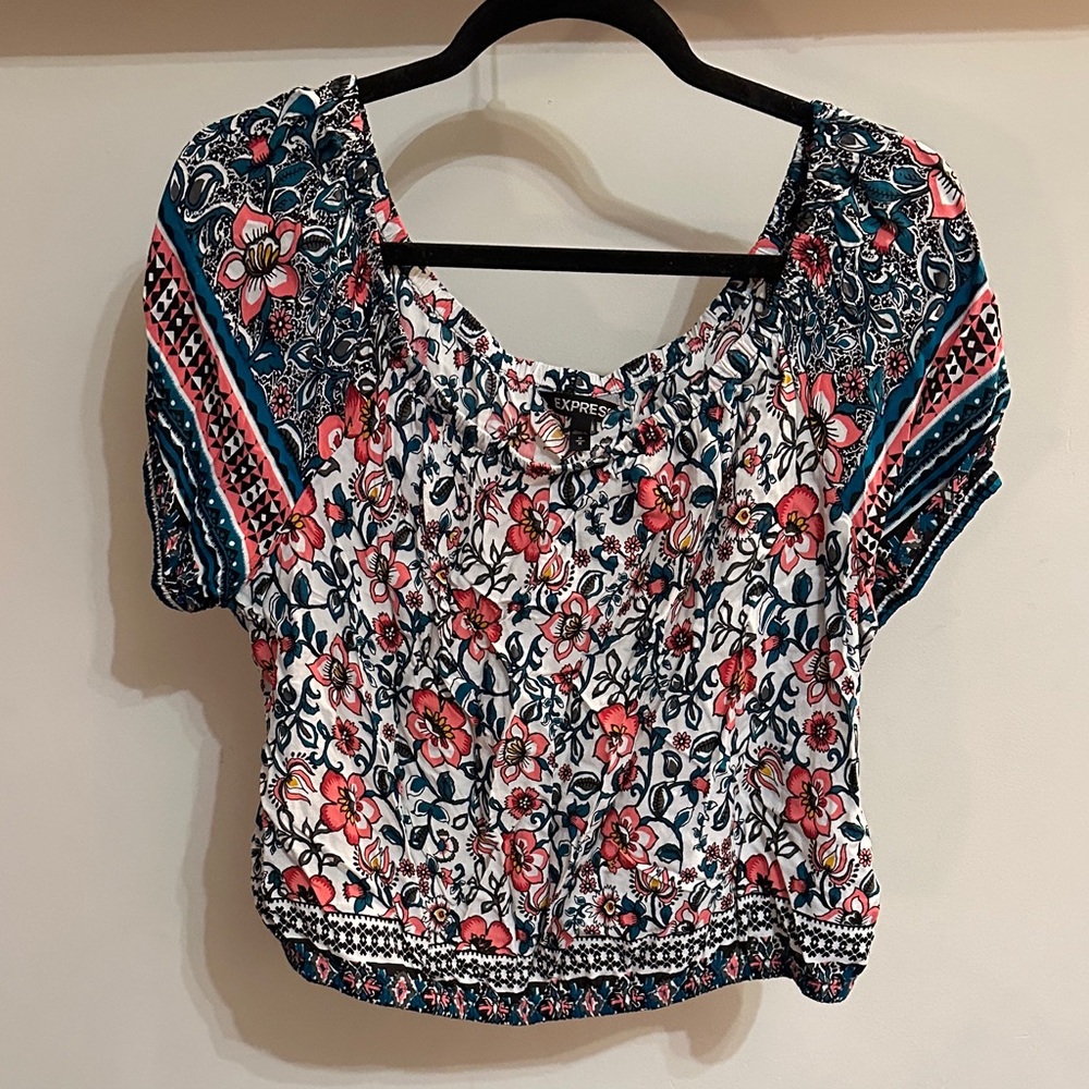 Express Pink and Blue Floral Blouse